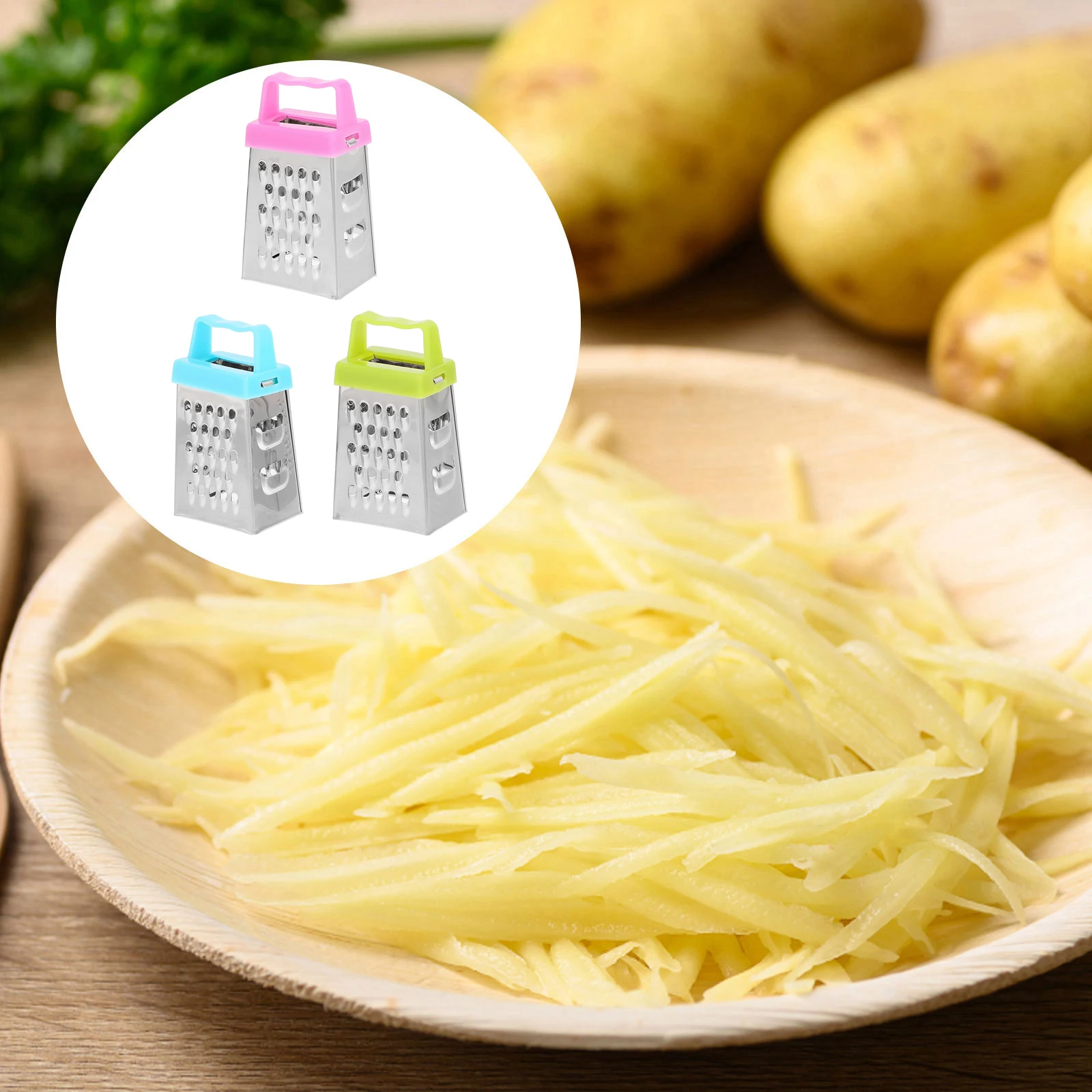 

6pcs Stainless Steel Mini Cheese Grater Non-Slip Handle Multi-Use Vegetable Slicer Grating Tool Rust-Resistant Lemon