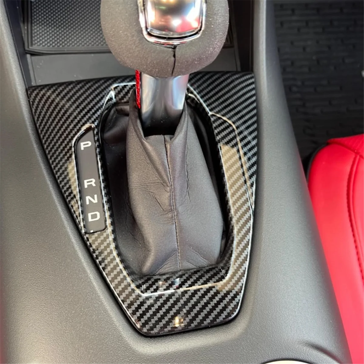 غطاء لوحة ناقل الحركة المركزية ، غطاء لوحة تشذيب لفورد موستانج ، إكسسوارات داخلية ، ألياف كربون ، في