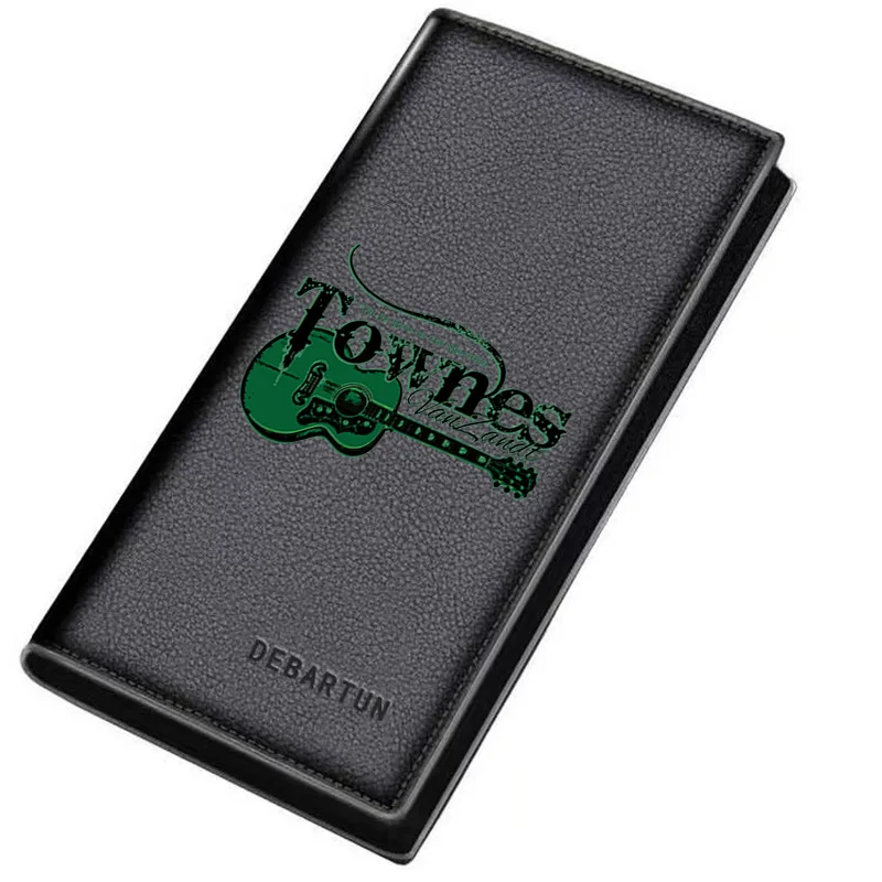 Green guitar Towne Van Zandt music Men's Long Wallets Business Stylish Printing Design Casual Use Christmas Valentine's Father's