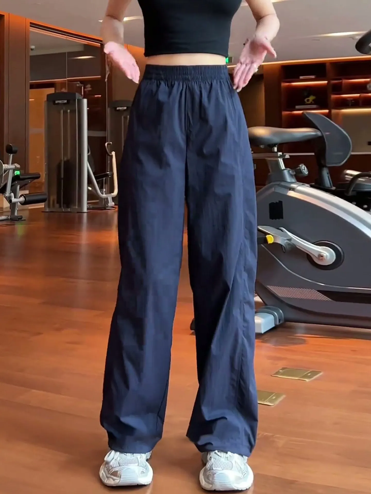 Slim Fit Quick Dry Ice Silk Wide Leg Pants Women's Summer Thin Loose High Waist Slimming Drapey Workwear Straight Leg Trousers