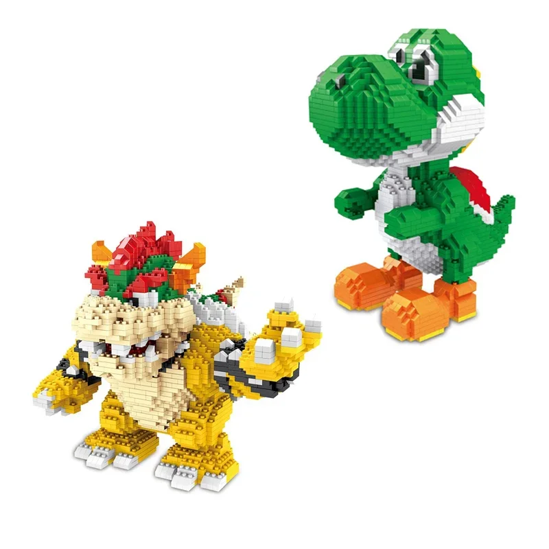 Super Mario Building Blocks Yoshi Kuba Small Particles Patchwork Model Ornaments Educational Toys Collection Gifts