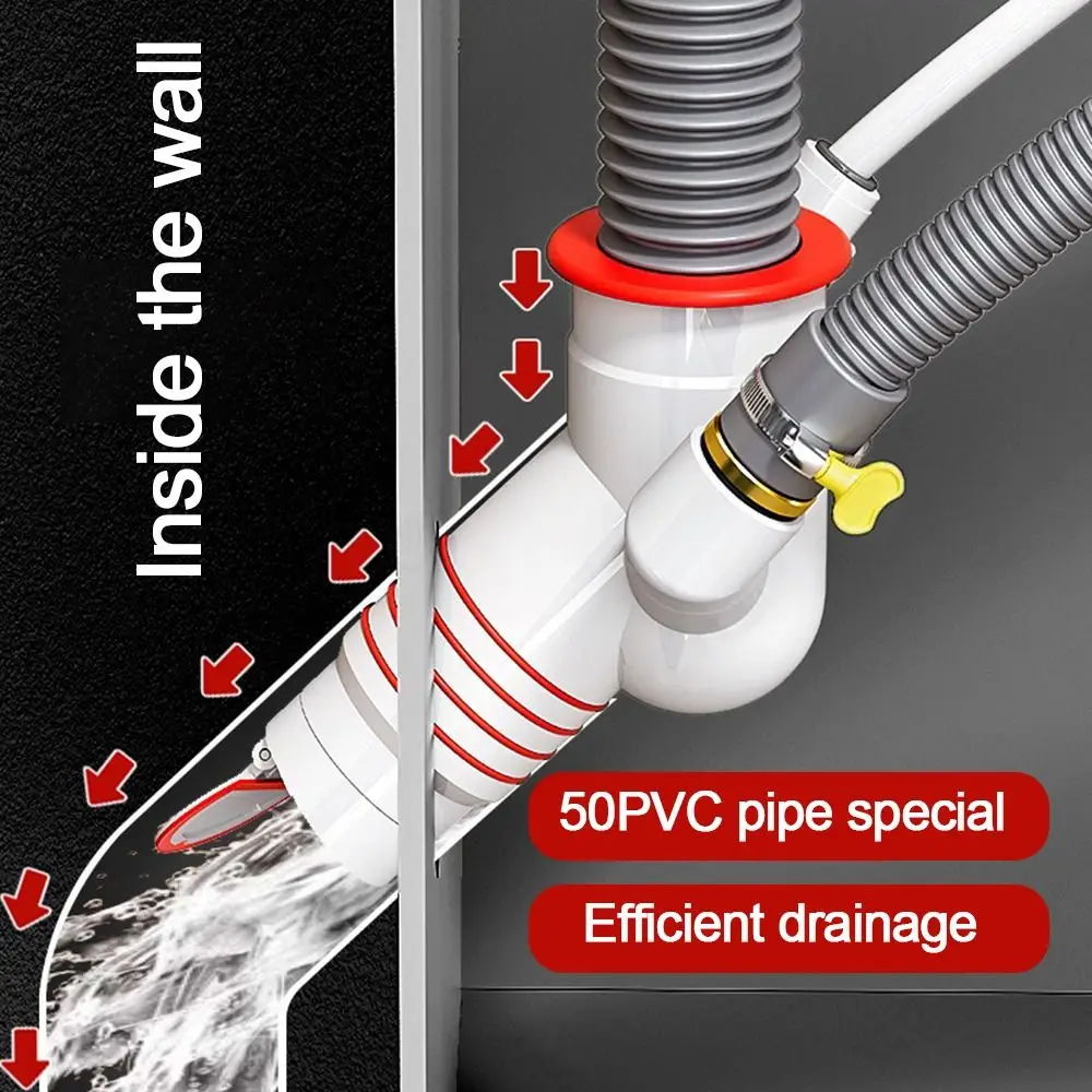 Anti odor Washing Machine Pipe Connector Anti-spill Sealing Ring Drain Pipe Adapter Multifunctional Drainpipe Tee Connector