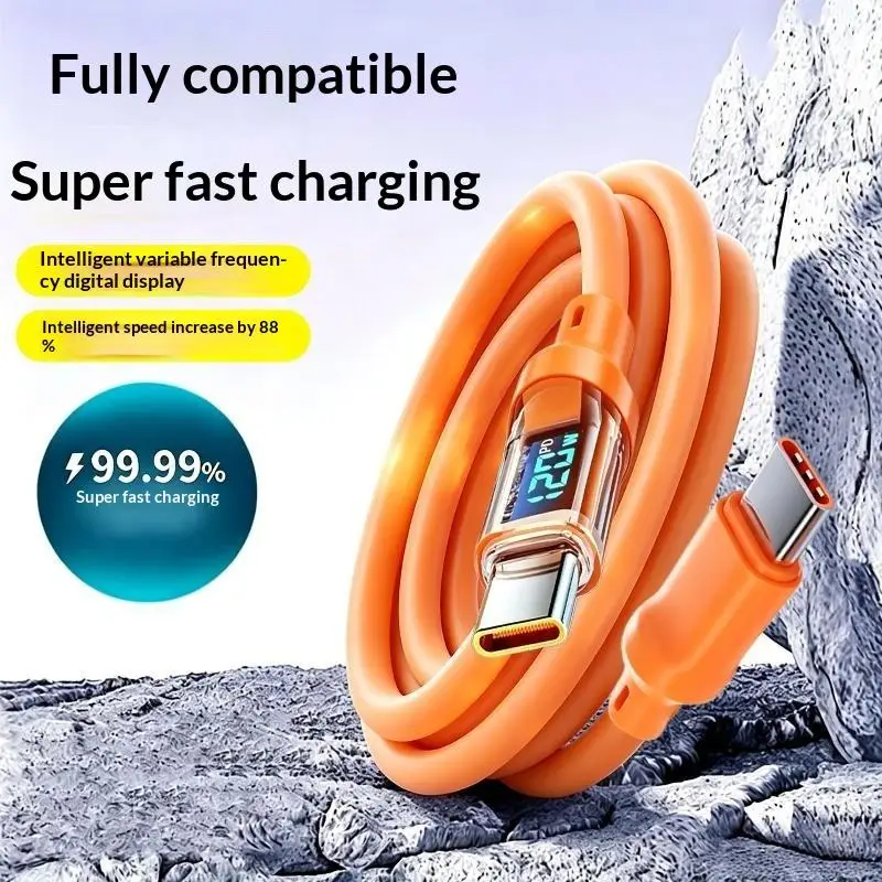 USB-C and C-C Fast Charging 120W USB Type C LED Digital Display Cable For    Oppo vivo Charge Cord