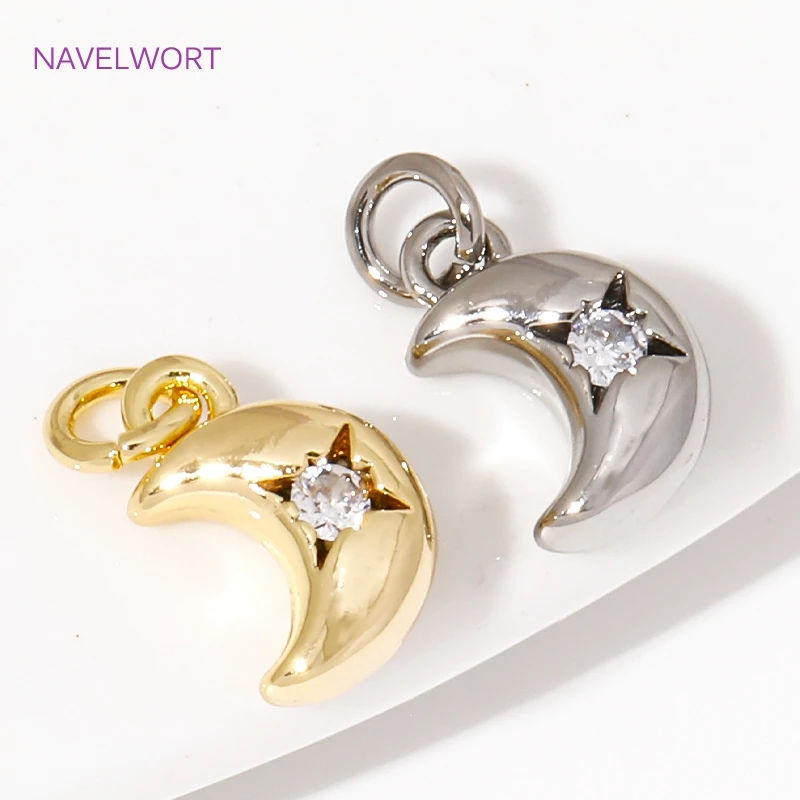 Brass Charms For Jewelry Making 18K Gold Plated Stars/Moon/Heart/Flowers Shape With Zircon Charms Pendants DIY Accessories