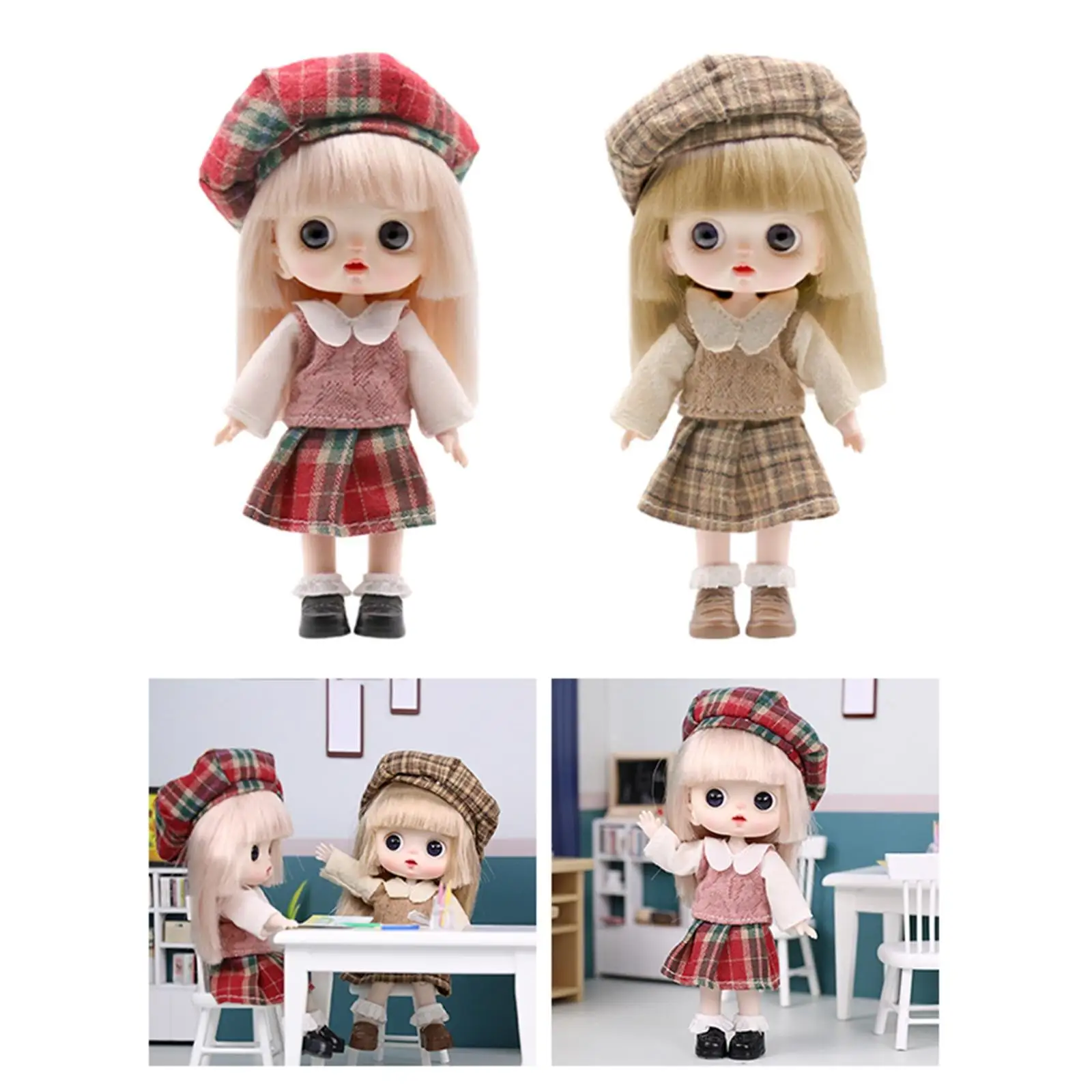 Kawaii Bjd Pop Spelen Speelgoed 1/6 Kinderen Doen Alsof Pruik Make-Up Jointed Pop Diy Speelgoed