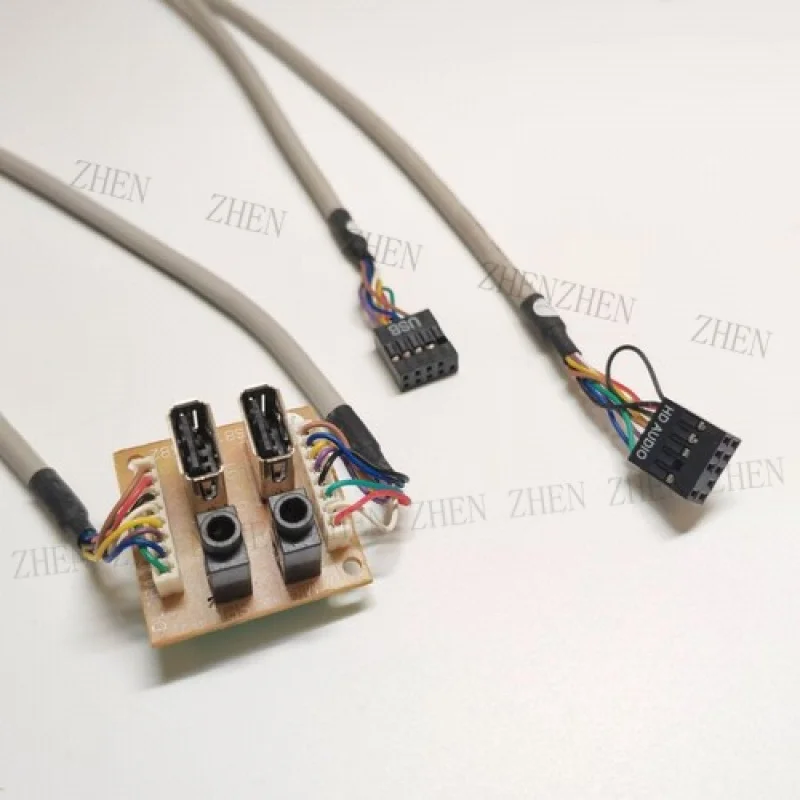 Y Y 2-Port USB 2.0 9Pin 3.5mm Audio Interface Motherboard Front Square Case Panel