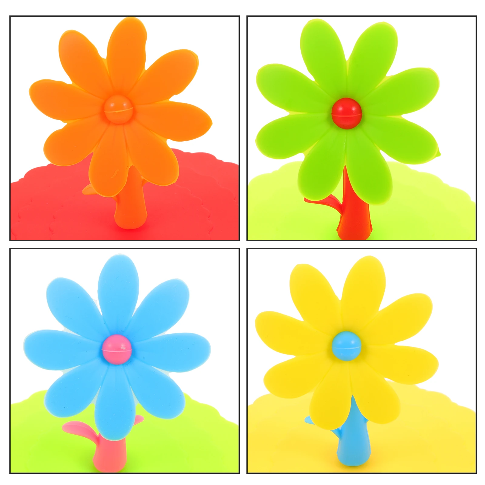 

6 Pcs Flower Silicone Cup Lids Replaceable Covers for Coffee Mugs Elastic Sealing Kitchen Bar Accessories Travel Home Use