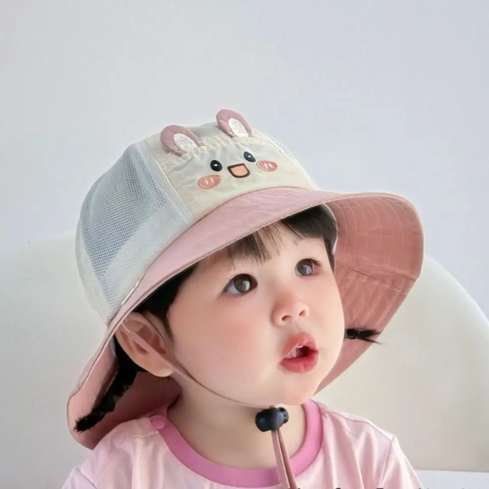 

Cute Breathable Sun Hat Quick-dry Mesh Cartoon Bucket Cap Anti UV Rabbit Children Fisherman Hat Beach