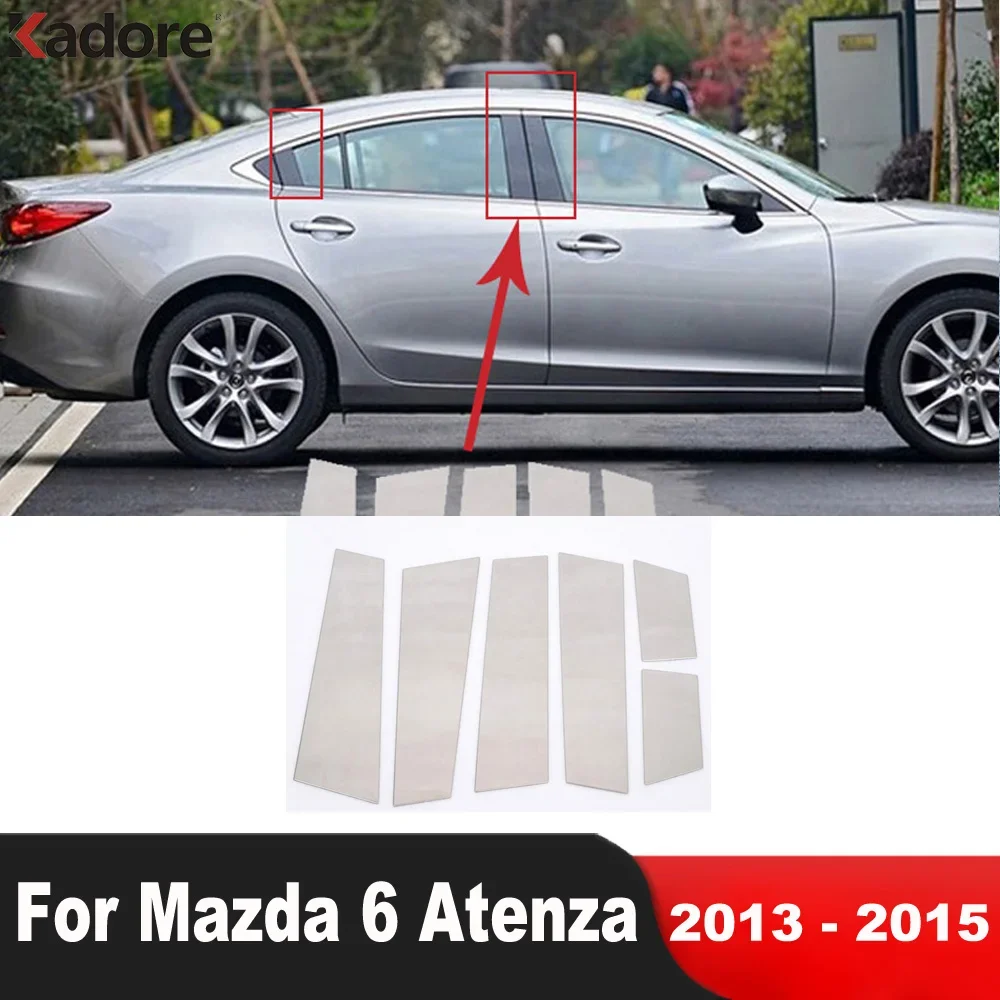 Car Accessories For Mazda 6 MAZDA6 Atenza 2013 2014 2015 Steel Window Center Pillar Cover Trim Middle B C Pillars Post Strip