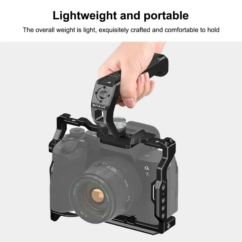 

Metal Top Handle For Mirrorless Camera Cage Stabilizer Hand-held Grip with Dual Cold Shoe Bases + 1/4 & 3/8 Screw