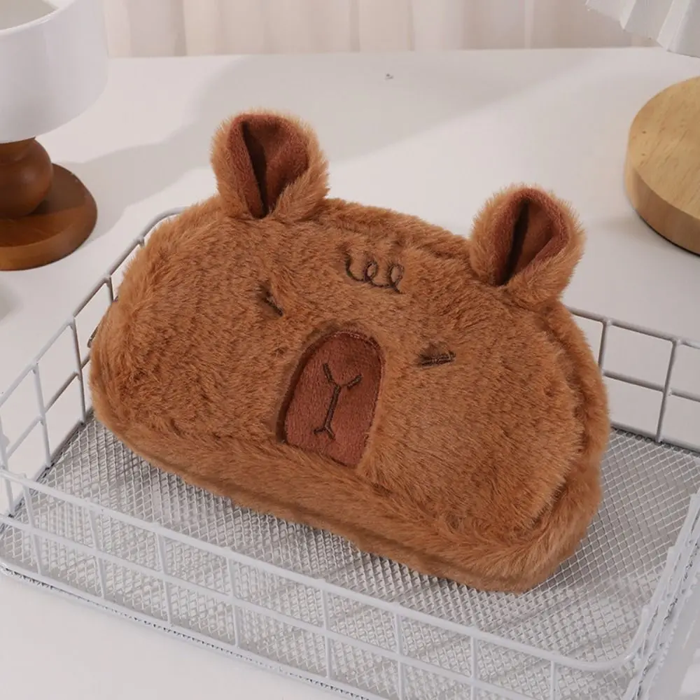 Imagem -06 - Estojo Capybara Plush Bolsa de Caneta de Grande Capacidade Bolsa de Boneca Recheada Cobaia Cobaia