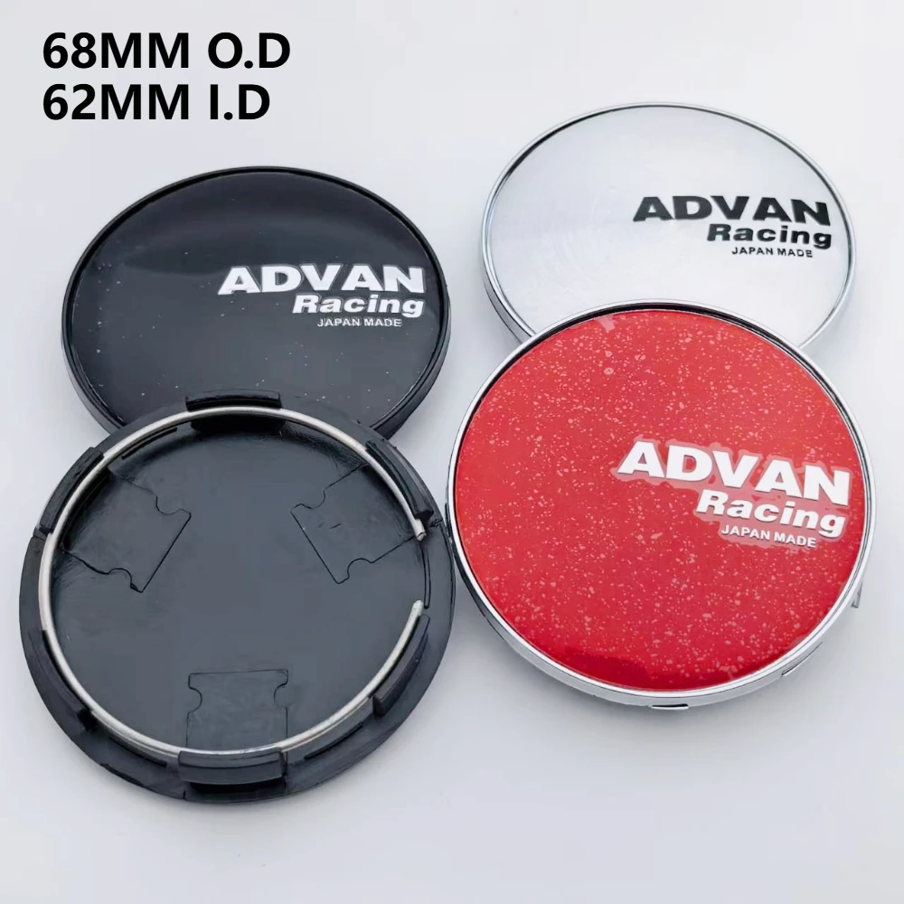 

4pcs ADVAN Racing Logo Emblem Car Wheel Center Caps 68MM (62MM I.D) Rim Hubcaps Cover Wheels Hub Lid Replace Styling Accessories