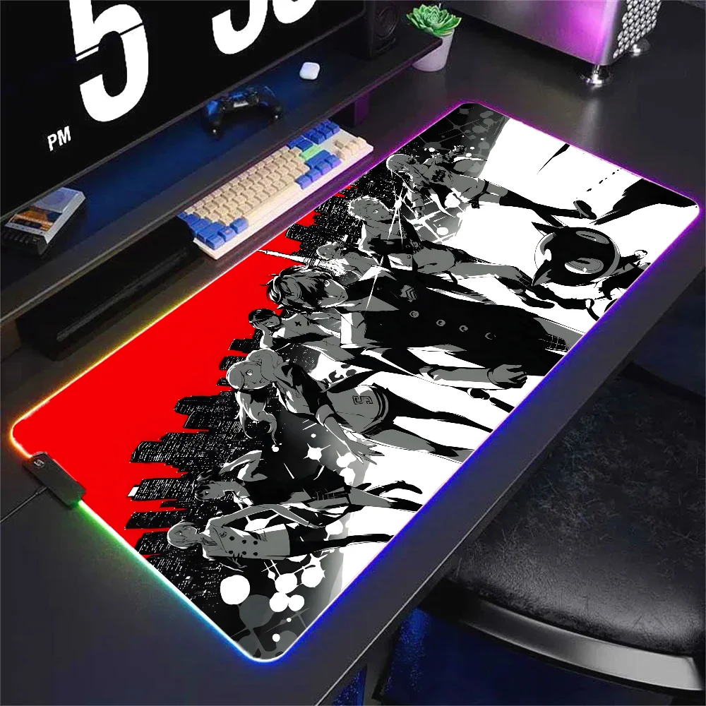 hot anime P-Persona 5  Mousepad XXL RGB Gaming Mouse Pads HD Black Gamer Accessories Large LED