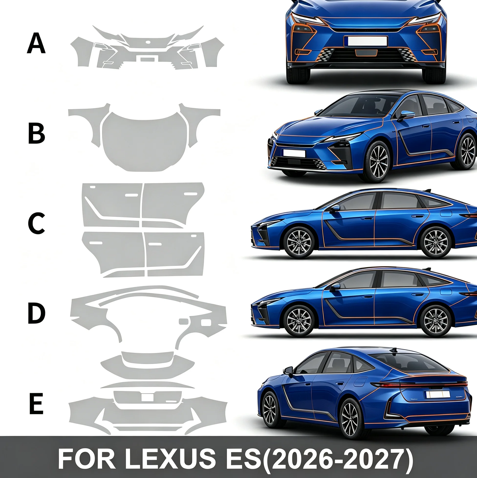 Pre Cut Transparent TPU Protection Film For Lexus ES 2026 2027 Car Clear Protective Body Sticker PPF Anti-scratch Film