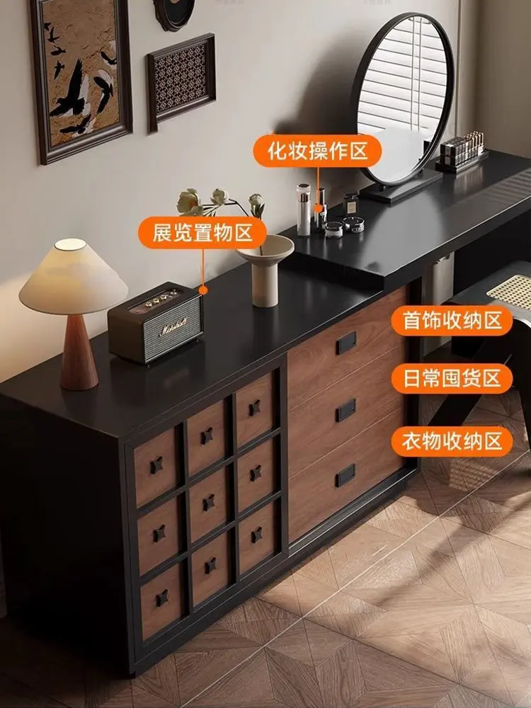 R9.20-medieval style solid dressing table and chest of drawers all-in-one bedroom retro style bedside storage and makeup table