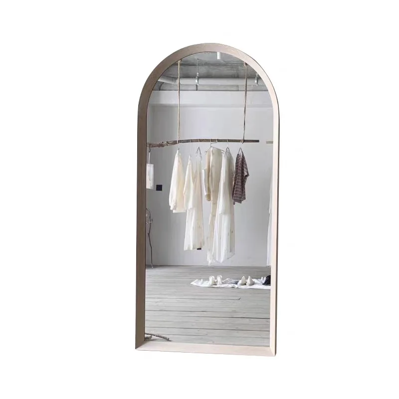 

French, full body, mirror floor-to-ceiling, arched, bedroom, full-length mirror, wall-mounted, cream style