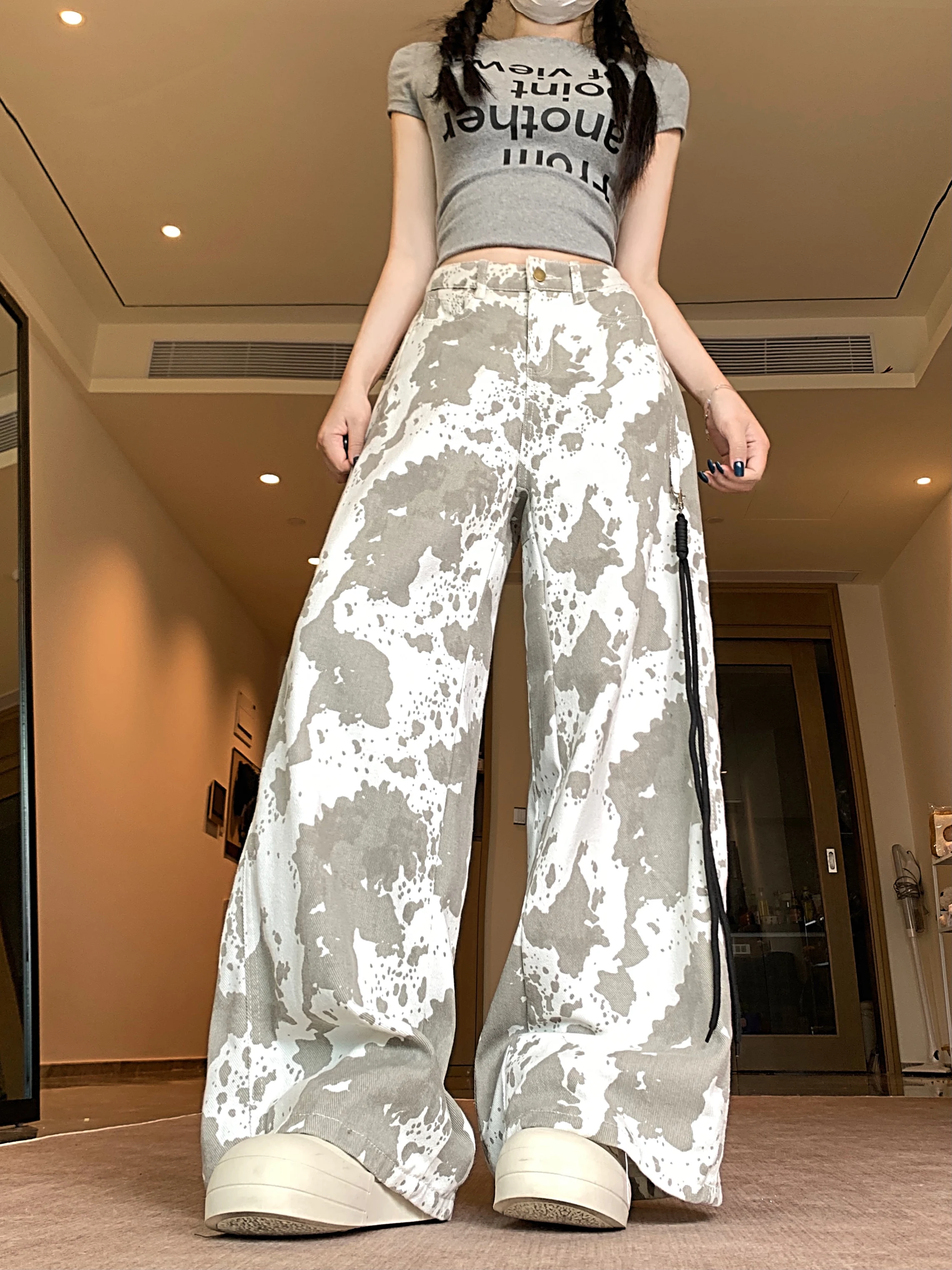 Graue Denim-Cargohose für Damen, Y2K, japanischer Harajuku, High Street, 2000er-Stil, ästhetische Mode, Retro-Jeans, Hose, Kleidung, 2025