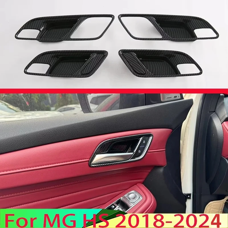 

For MG HS 2018-2024 Car Accessories Carbon Fiber Style Inner Door Handle Cover Catch Bowl Trim Insert Bezel Frame Garnish