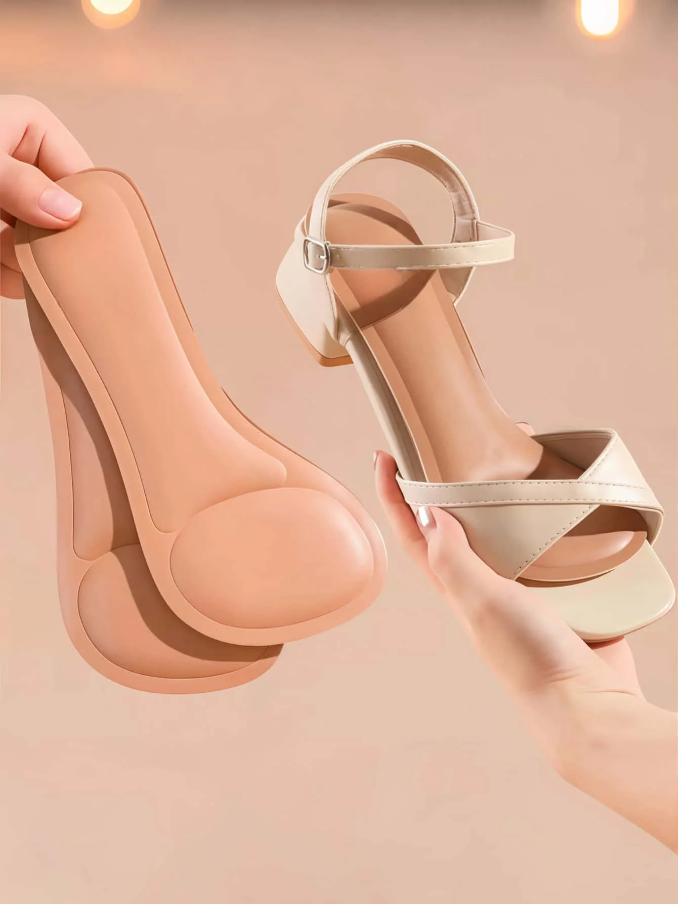 1 Paar selbstklebende Sommer-Einlegesohle mit hohem Absatz für Damen, bequeme, verschwitzte Sohlen, rutschfeste Sandwich-Schaum-Einlegesohle, 17,8 cm – Detail 3