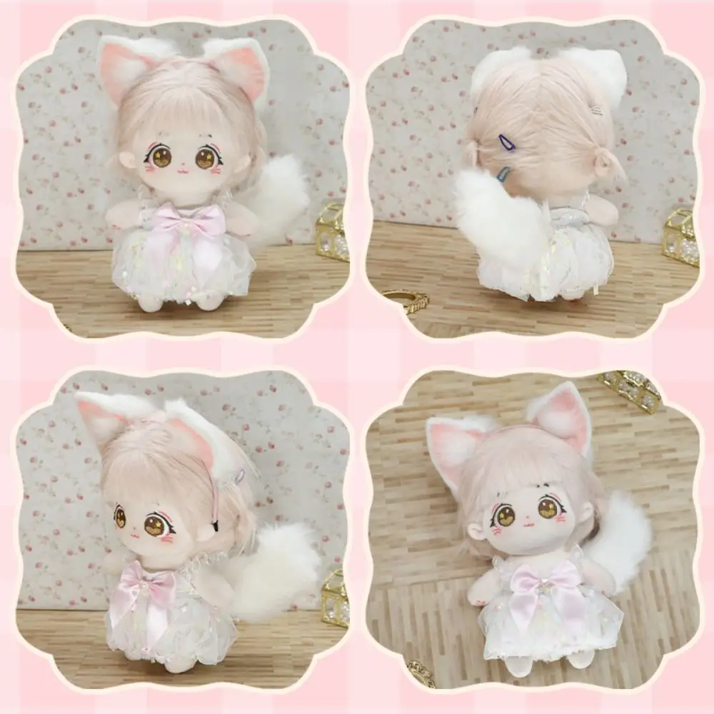 Cat Wolf Ears 20cm Plush Doll Headwear Ear Black White Soft Idol Doll Headwear Cat Ear Tails Cute Headwear for Cotton Doll