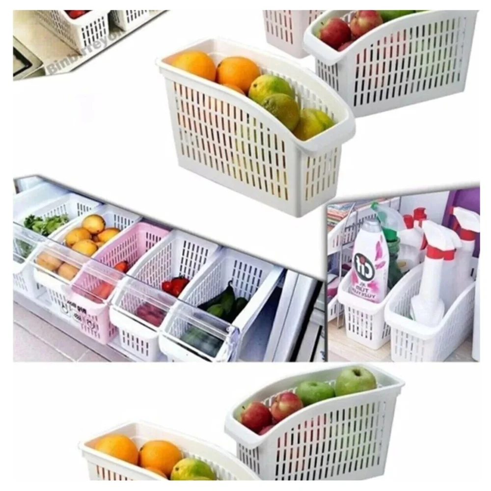 Kitchen Refrigitor Organizer Basket Container Drawner Adjustable Storage Box Retractable Drawer Fridge Rack