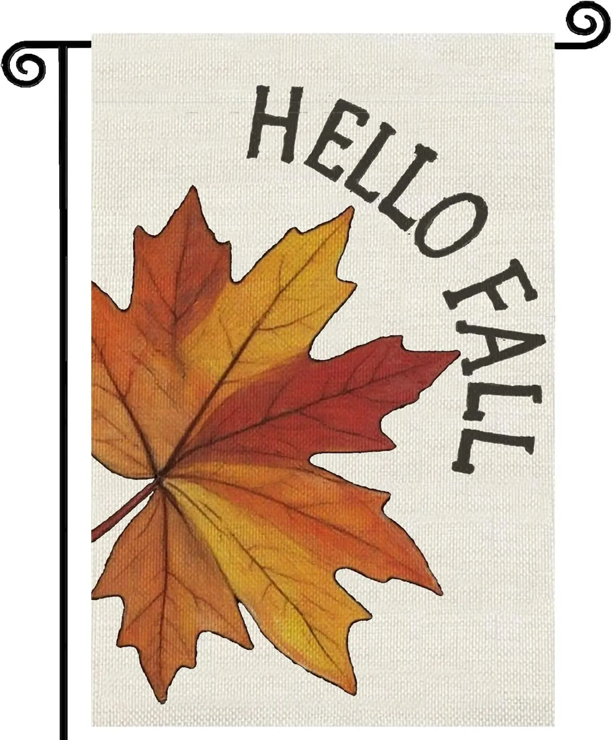 Hello Fall Garden Flag Maple Leaves 12x18 Inch Double Sided,Thanksgiving Burlap Autumn Seasonal Holiday Yard Outdoor Decor(w zzo