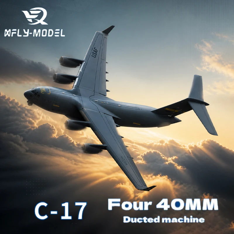 XFly C-17 Globemaster Quad 40MM EDF Jet Stunt Flight Sound Simulation Electric Model Aircraft Fixed-Wing Transport Aircraft C17