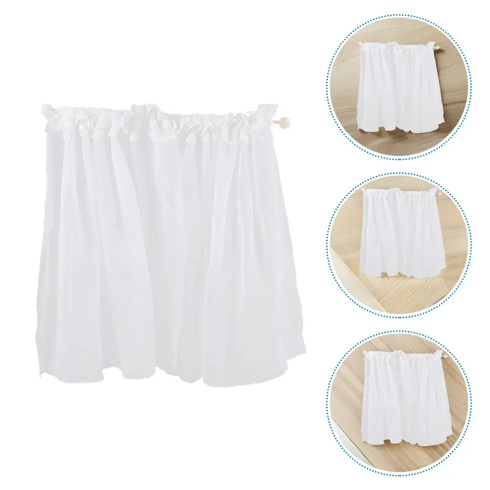 

2Pcs Miniature Lace Window Curtains Elegant DIY Accessories for Tiny House Decoration Scene Prop Mini Window Drapes