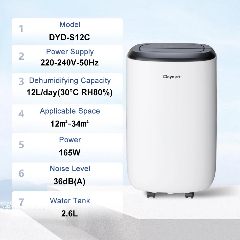 OEM ODM Осушитель Завод DYD-S12C R134a 12L Очиститель воздуха Коммерческий домашний осушитель для спальни