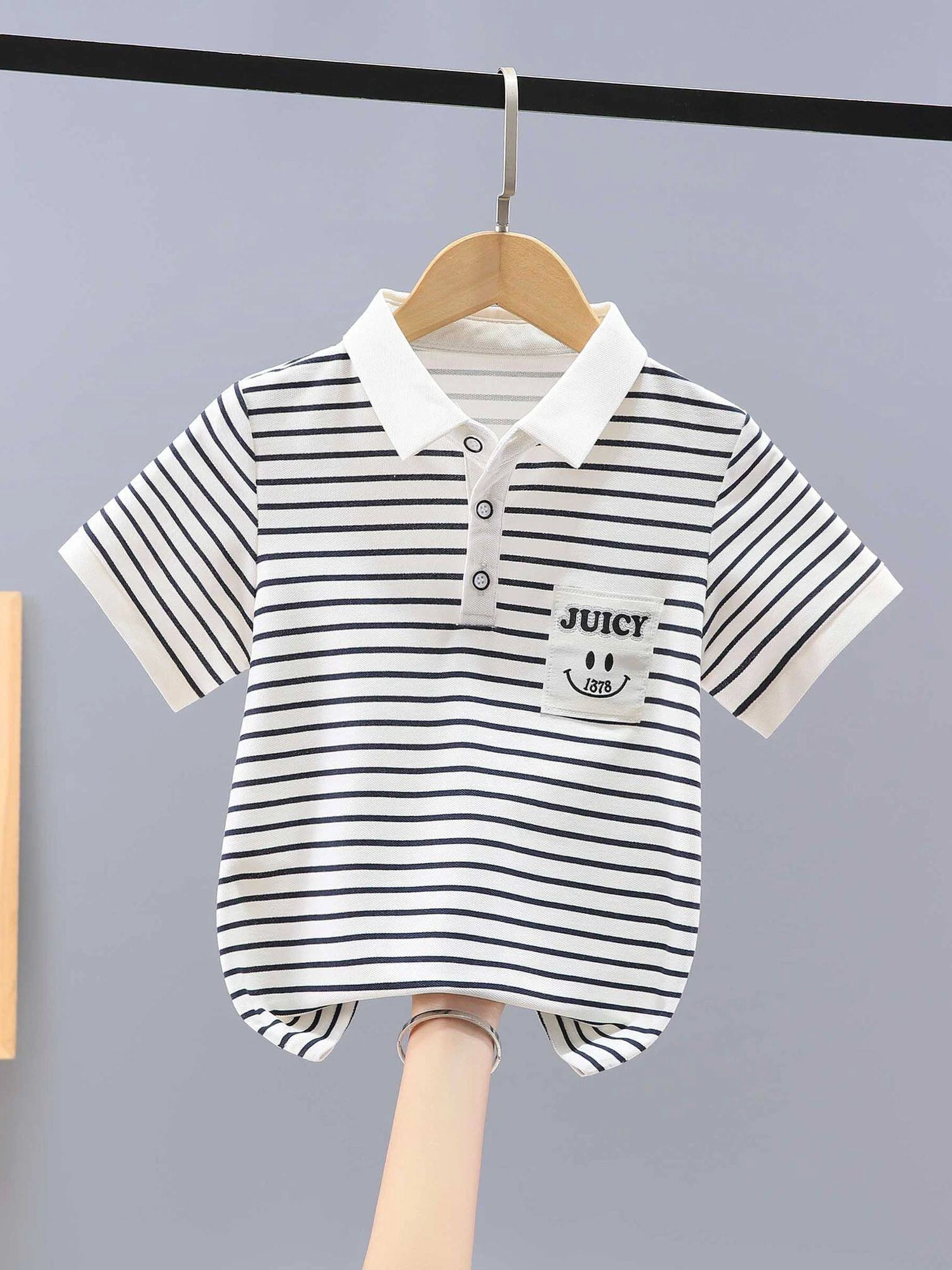 boys'-stripe-short-sleeve-shirt-casual-comfortable-sweat-absorbent-regular-thickness-fabric-other-material-male-children