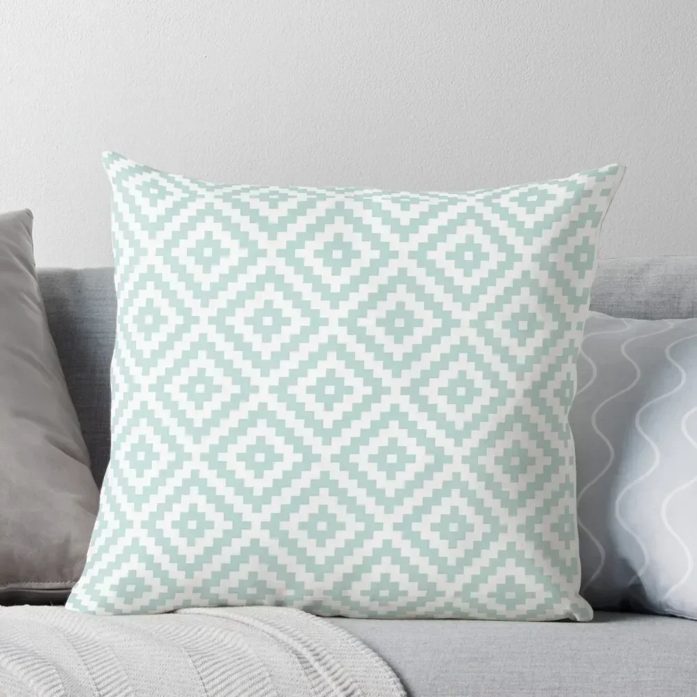 Aztec Symbol Block Ptn Duck Egg Blue & Wt I Throw Pillow Bed pillowcases Luxury Pillow Case Decorative Cushion Cover pillow