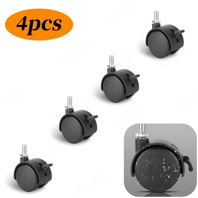 4pcs M8 Threaded Stem 1.5 Inch 360 Degree Casters with Locking Brake Furniture Casters Table Drawers Cabinet Swivel Wheels