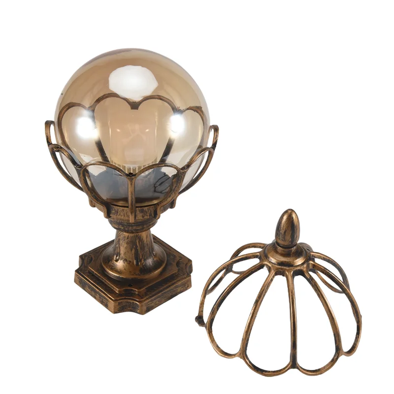 

A56X 1Pcs Outdoor Pillar Lamp Globe Glass Shade Door Post Lamp Waterproof Antique Lighting Rainproof Pillar Light