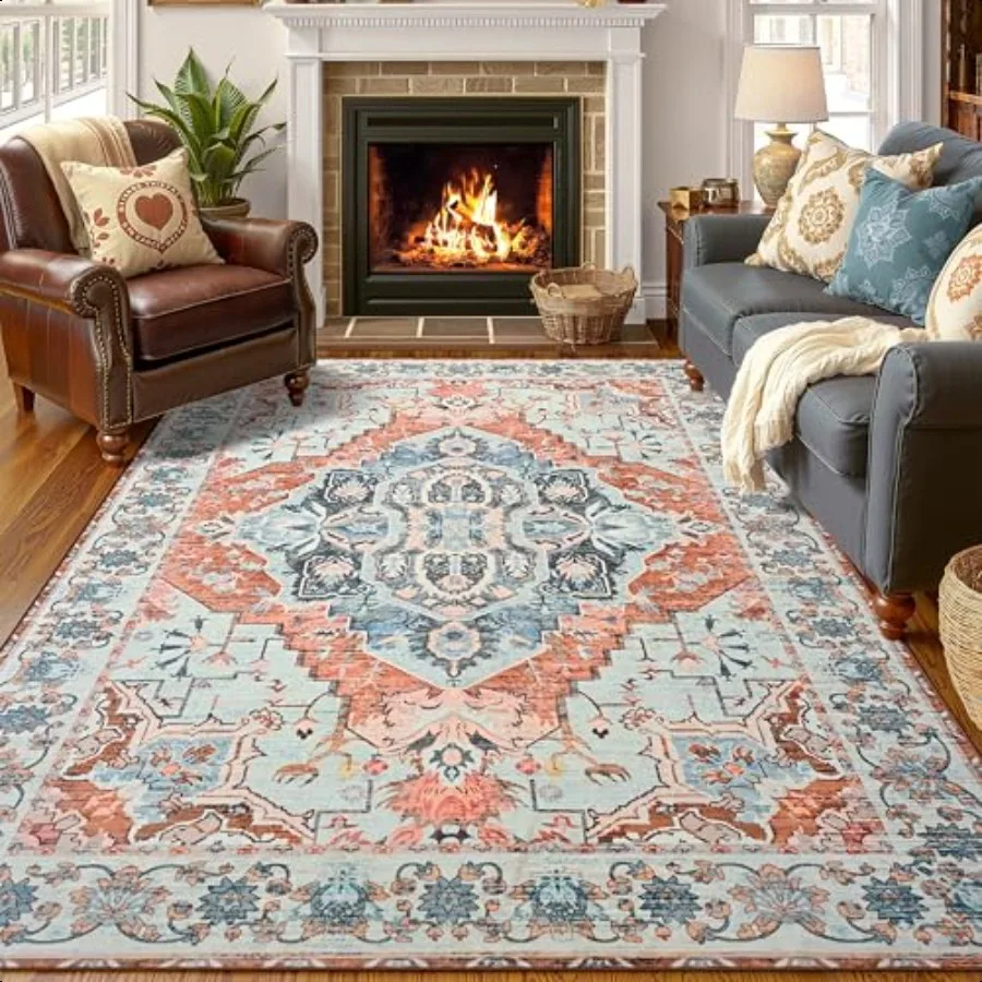 

Area Rugs for Living Room 4x6 hine Washable Rugs for Bedroom Non Slip Abstract Boho Rug Indoor Carpet Large Floor Throw Rug fo