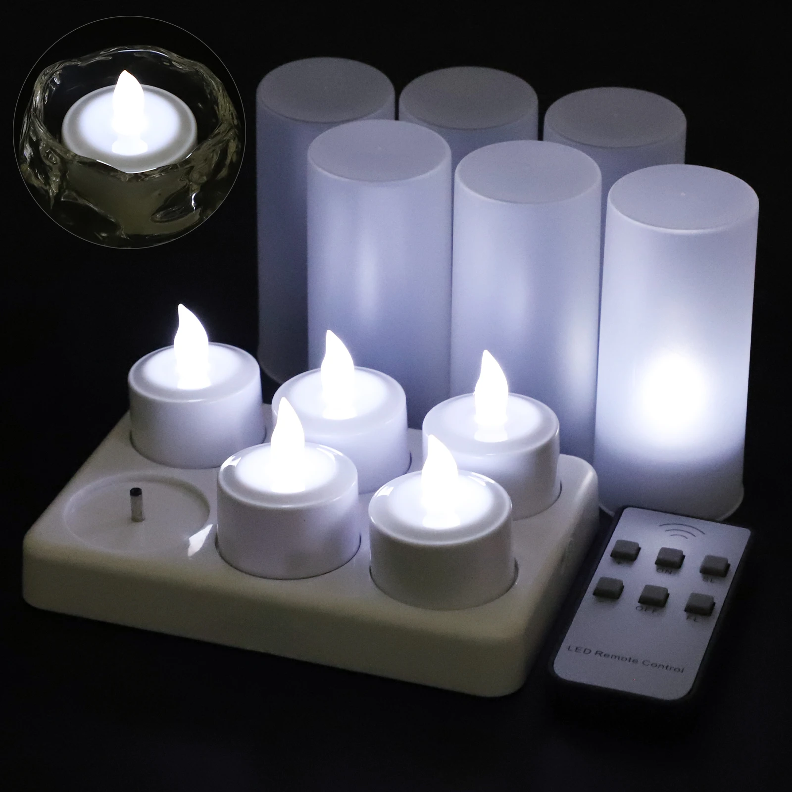 مصباح LED على شكل شمعة، مصباح ديكور لإضاءة الشاي لتزيين الجو - شمعة صناعية تعمل بالبطارية للديكور