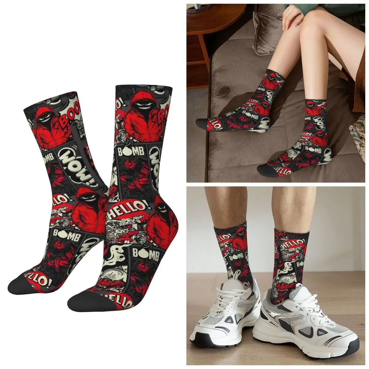 

All Seasons Comic Street Punk Style Socks Harajuku Crew Socks Fashion Stockings for Men Women Gifts