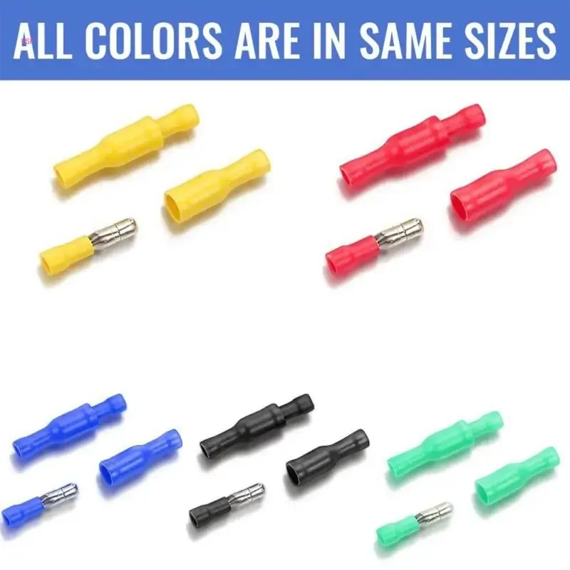 120pcs Cable Lugs Set Round Plug & Round Connectors Crimp Connectors Assortment Cable Lugs Round Butt Connectors for Car