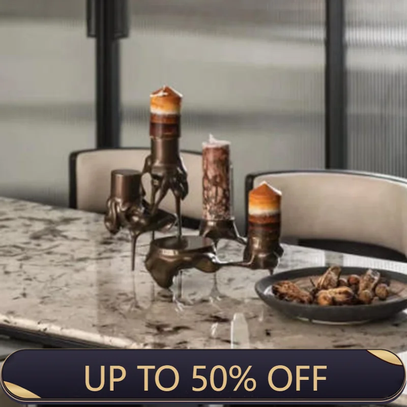 Metal Candle Holder Modern Luxury Table Candlestick Elegant Geometric Candlestick Aesthetic Household Decoration