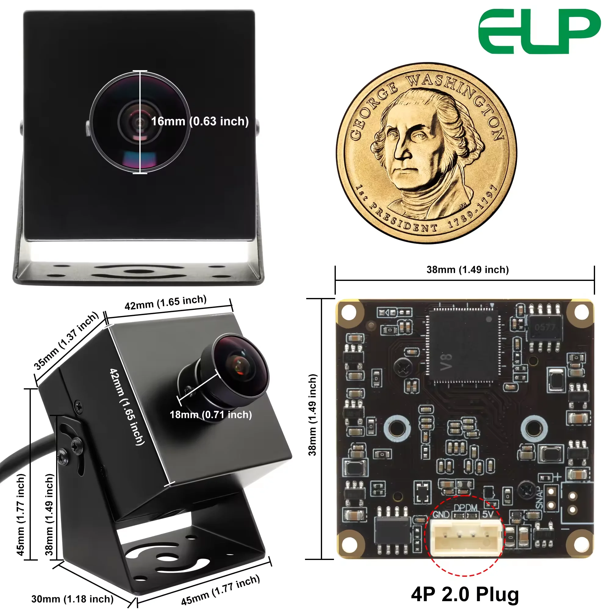 ELP 12MP IMX577 USB Camera 170degree Wide Angle Webcam 4K 30fps 1080P 120fps High Speed UVC Video Camera for Windows Linux Mac