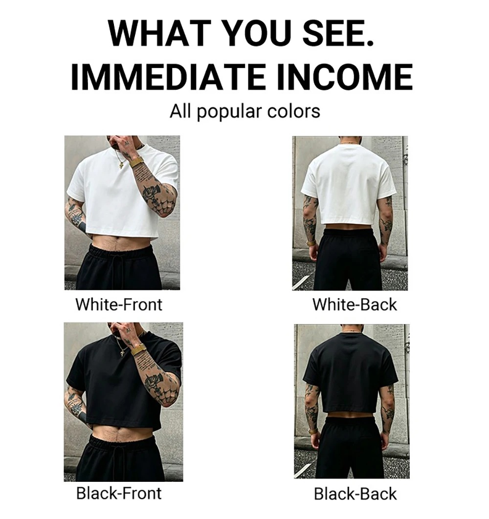 Personalisierte, individuelle DIY-Foto-Crop-Tops aus Baumwolle in den Größen S-3XL, lässige, lockere Kurzarm-Shirts, bequeme Basic-Streetwear. – Detail 4