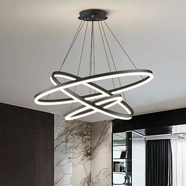 

Modern Chandelier Led Pendant Lights Circular Ceiling Pendant Lamp For Loft Living Dining Room Kitchen Bedroom Lighting Fixtures