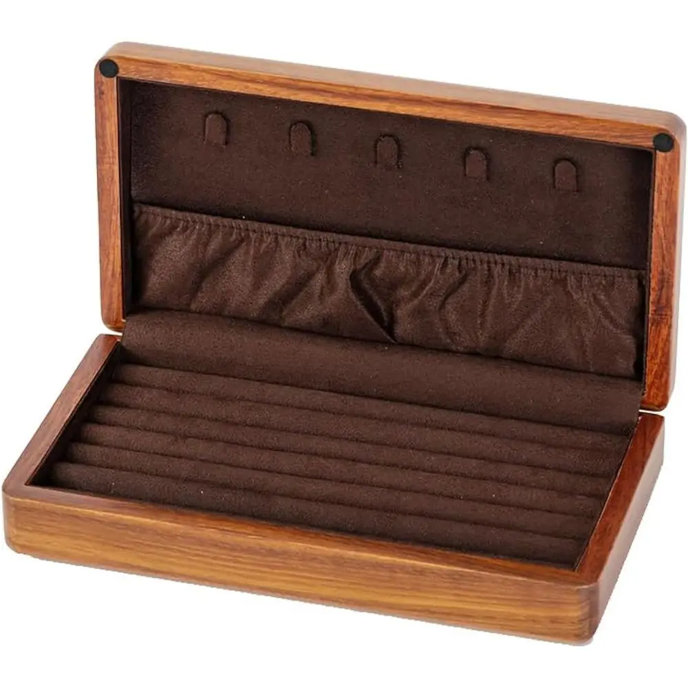 

Vintage-Style Solid Wood Travel Jewelry Box with Velvet Interior for Rings, Earrings, and Cufflinks - Perfect Mother's Day Gift