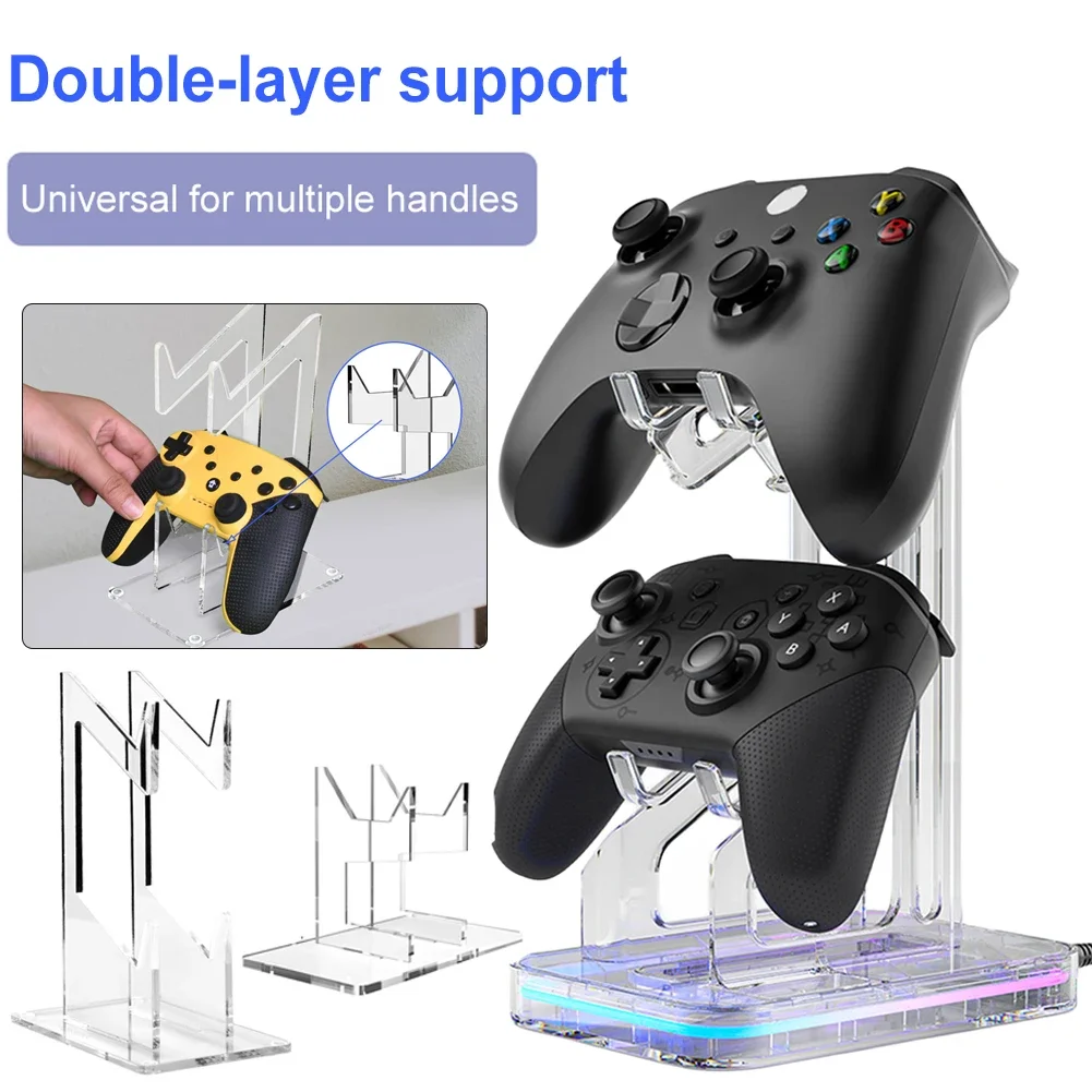Dubbeldeks Game Controller Houder Ruimtebesparend Acryl Headset Stand Hanger Opbergrek Gamepad Headset Stand voor PS4/PS3/Xbox