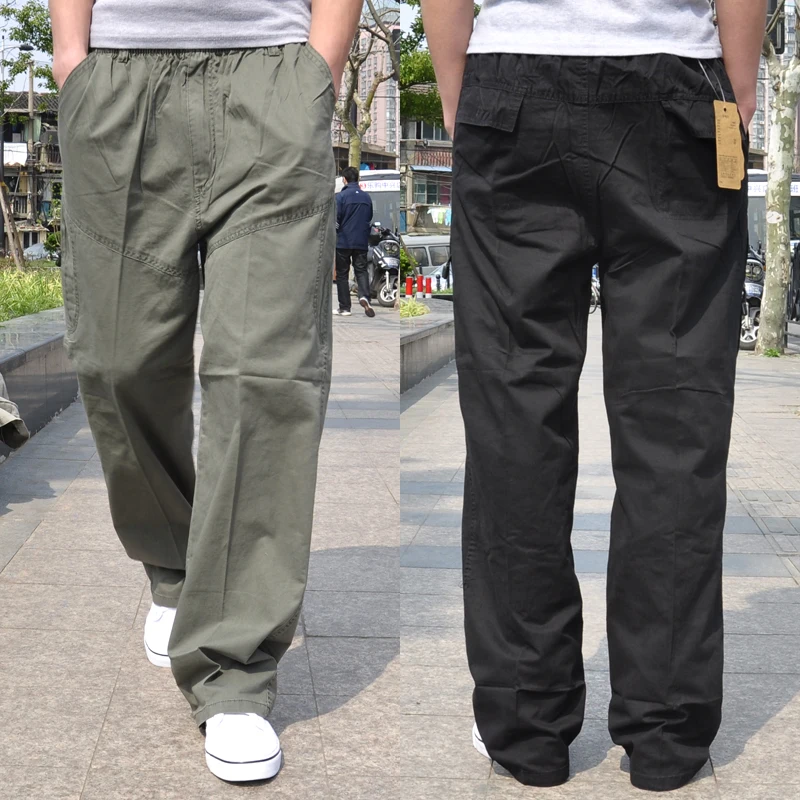 

Mens Army Green Loose Pant Joggers Men Cargo Hip Hop Solid Color Casual Pockets Sweatpants Male Fashion Trousers Male A036