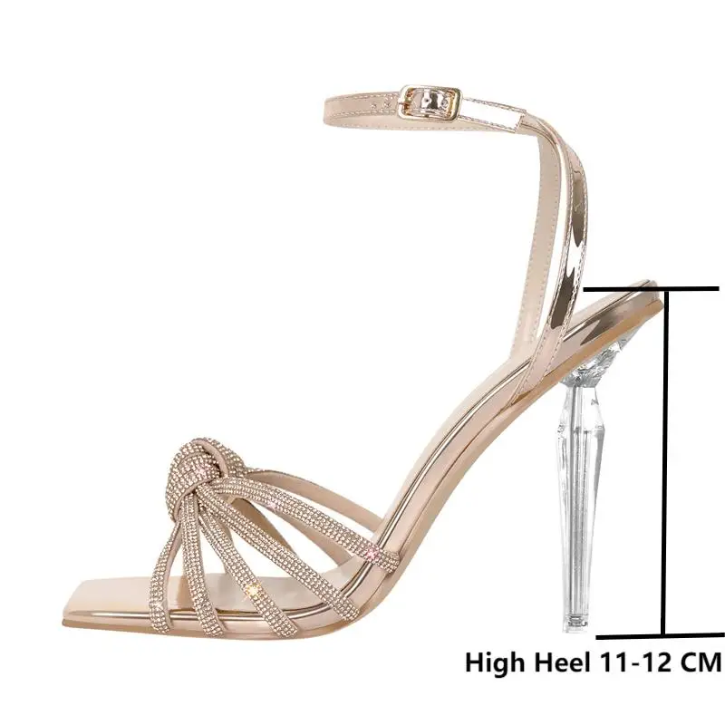 Onlymaker Vrouw Zomer Peep Toe Strass Dunne Hoge Hakken Bandjes Feestjurk Band Big Size Vrouwen Sandalen