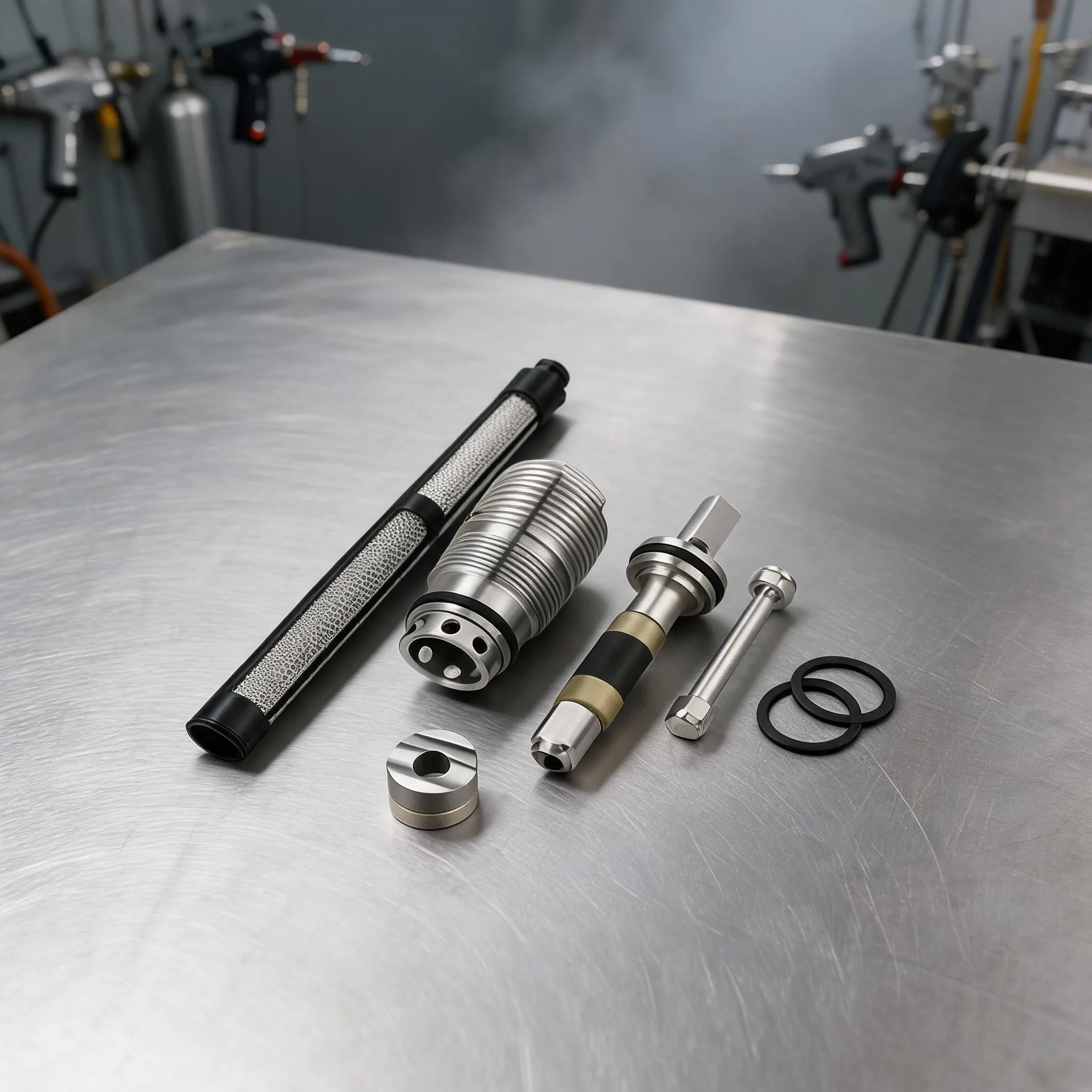 Replacement Sealing Rings and Stainless Steel Filter Screens for Airless Spray Systems Supporting Routine Servicing