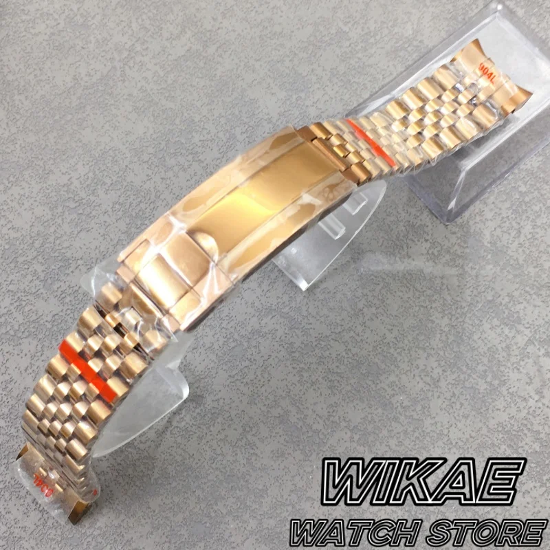 20mm Bronze Brass Watch Band Glide Adjustable Folding Buckle Oysters/Jubilee New Curve End Link For Diver Watch Mod Replacement