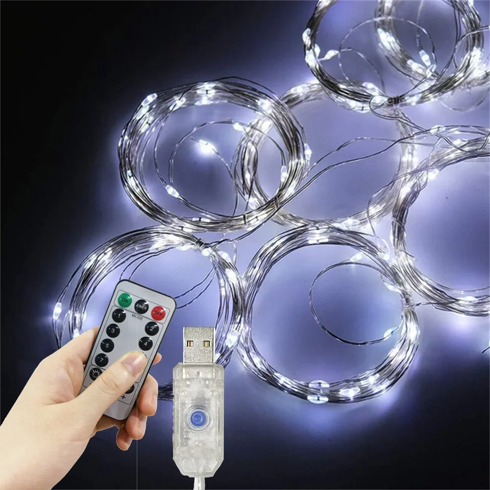 Garland Wedding Fairy Light 3/6M LED 8 Mode Christmas Light USB Curtain String Lamp Party Birthday Wall Decoration Holiday Decor