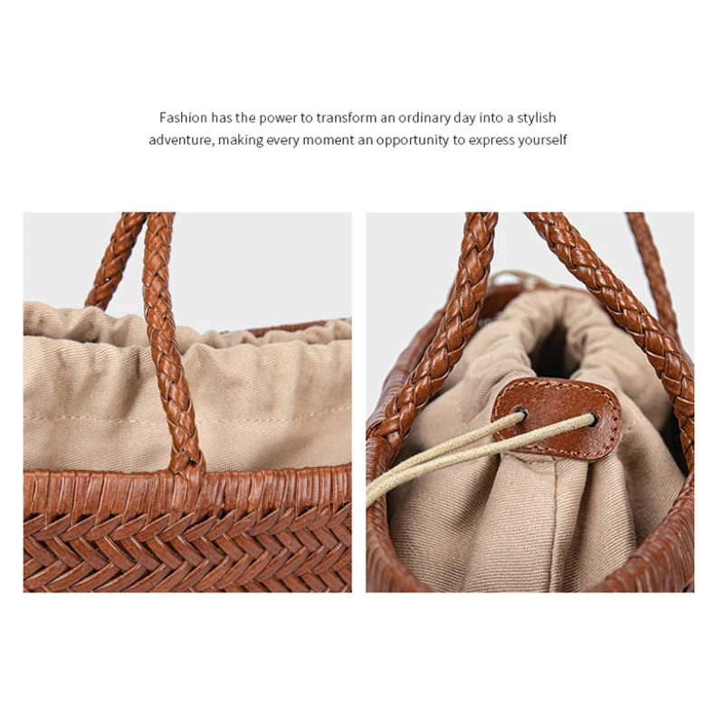 Luxuriöse Handtasche mit Obergriff, Französischer Stil Echtes Leder Patchwork Große Einkaufstasche, Damen Retro Casual Schultertasche – Detail 2