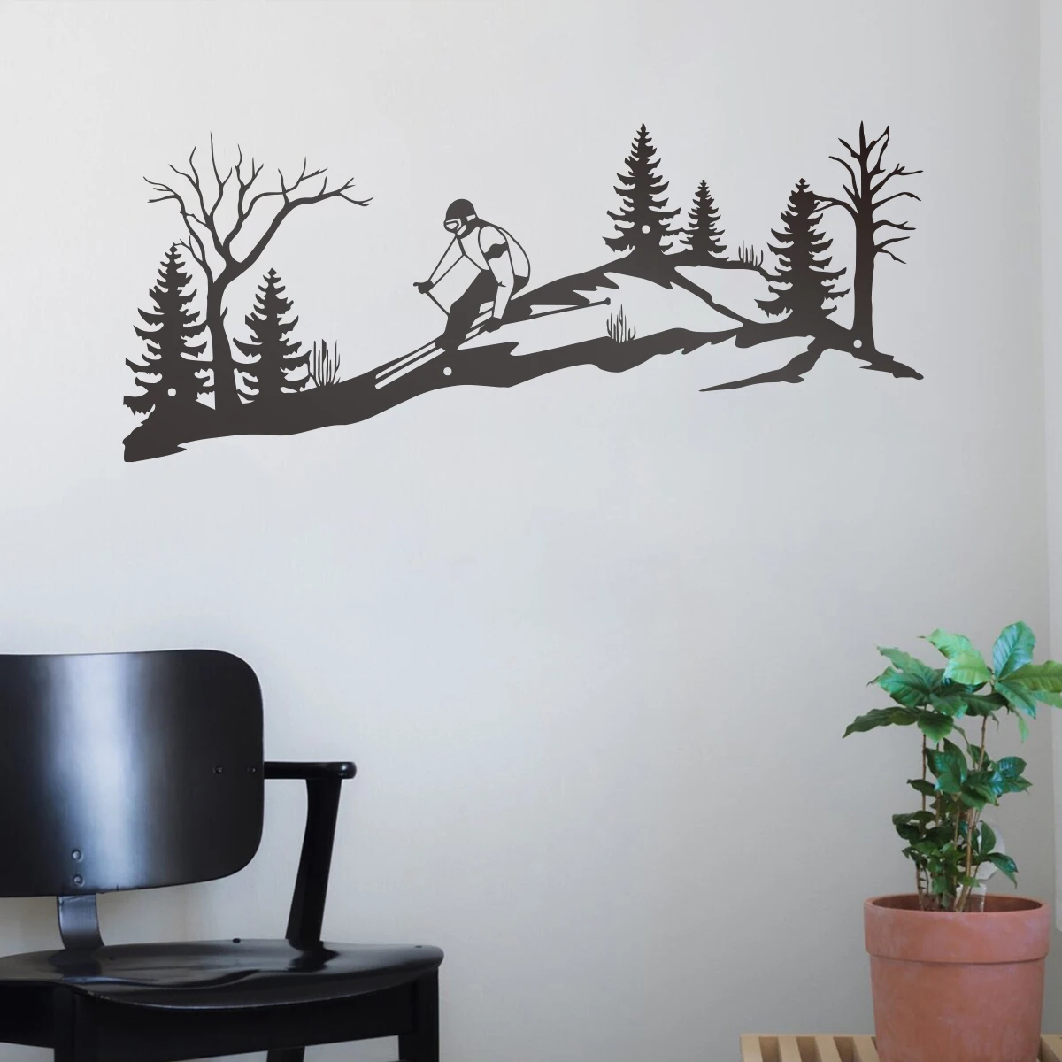 

Forest skiing Bird Metal Wall Art Silhouette Cutout Signs Black Farmhouse Door Home Living Room Bedroom Decoration Plaque